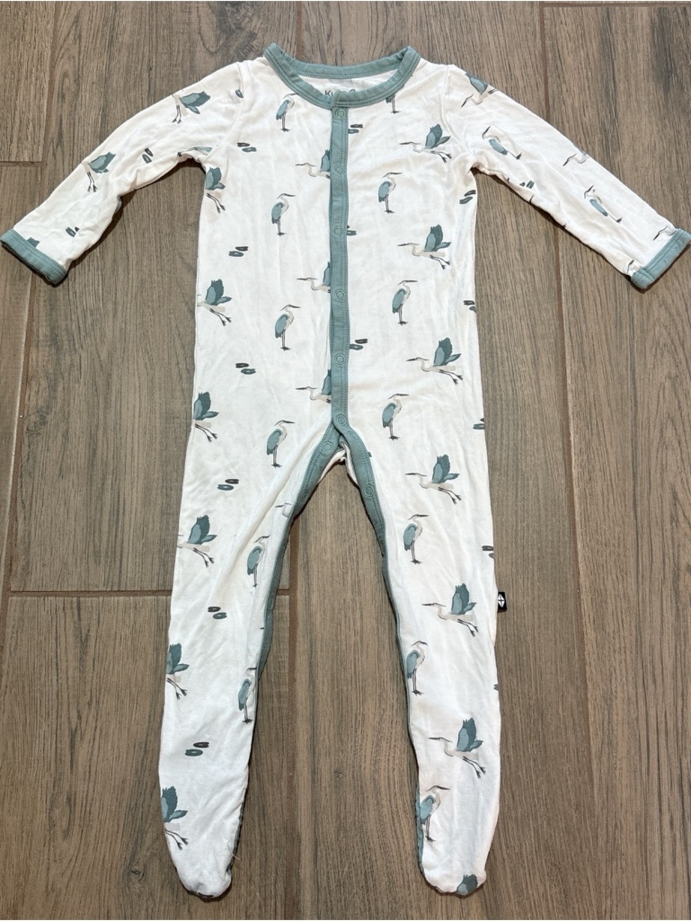 Kyte Baby Bamboo One-Piece Footed Pajama in Blue Heron Print 6-12 Months